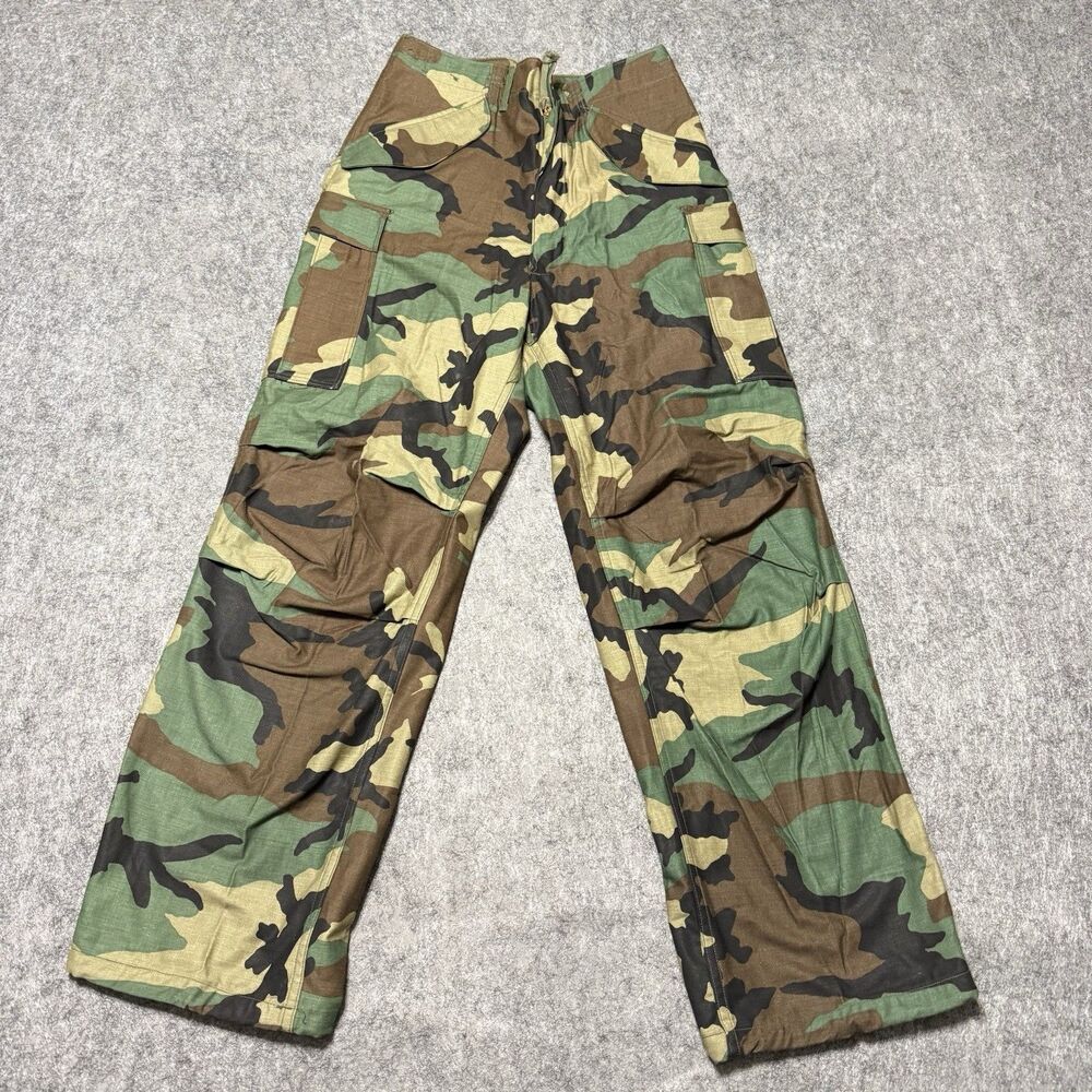 VTG 1985 USGI M-65 Cold Weather Field Pants Woodland Camo Cargo Small Long